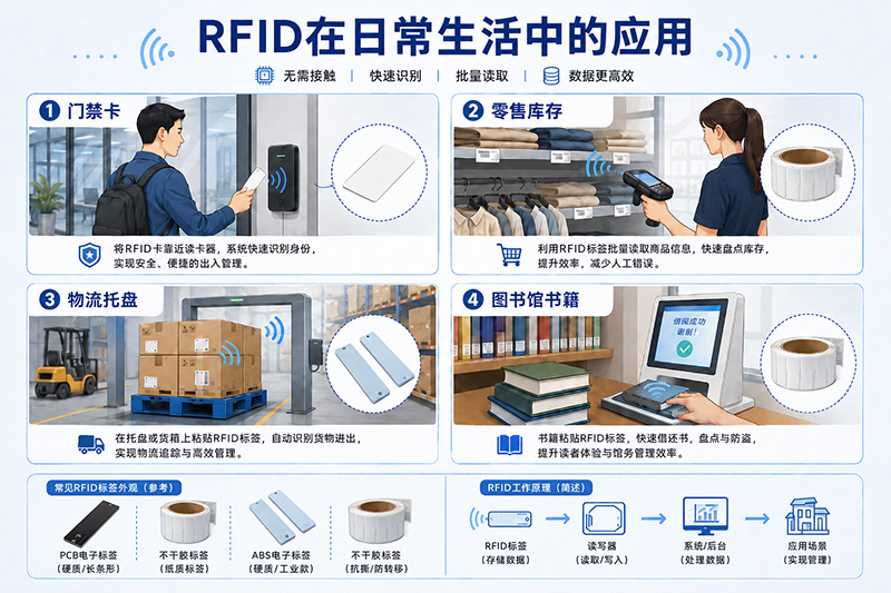 RFID在生活中的应用场景，包括门禁、零售和仓储识别